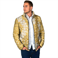 Gold Puakenikeni and Maile Lei Padded Jacket Hawaiian Style Tribal Tapa Double Strand Lei LT9 - Polynesian Pride