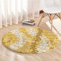 Gold Puakenikeni and Maile Lei Round Carpet Hawaiian Style Tribal Tapa Double Strand Lei LT9 - Polynesian Pride