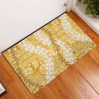 Gold Puakenikeni and Maile Lei Rubber Doormat Hawaiian Style Tribal Tapa Double Strand Lei LT9 - Polynesian Pride