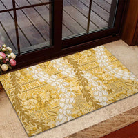 Gold Puakenikeni and Maile Lei Rubber Doormat Hawaiian Style Tribal Tapa Double Strand Lei LT9 - Polynesian Pride