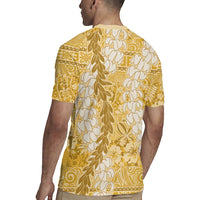 Gold Puakenikeni and Maile Lei Rugby Jersey Hawaiian Style Tribal Tapa Double Strand Lei LT9 - Polynesian Pride