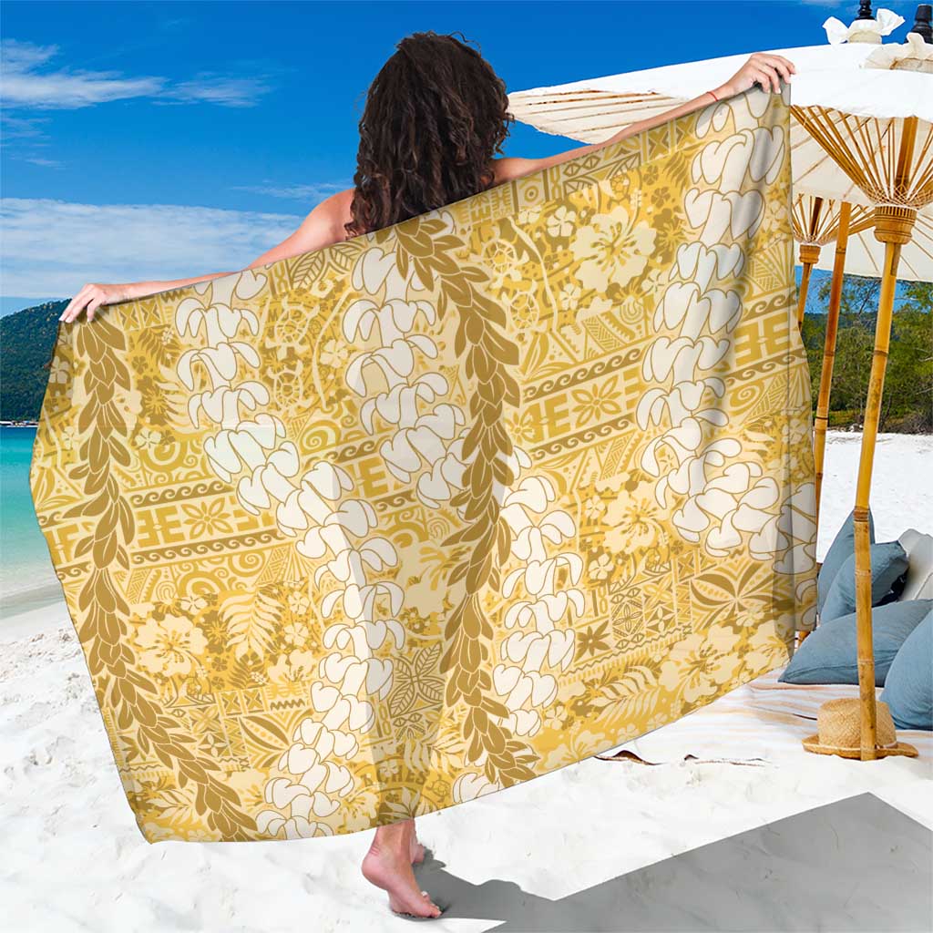 Gold Puakenikeni and Maile Lei Sarong Hawaiian Style Tribal Tapa Double Strand Lei