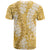 Gold Puakenikeni and Maile Lei T Shirt Hawaiian Style Tribal Tapa Double Strand Lei