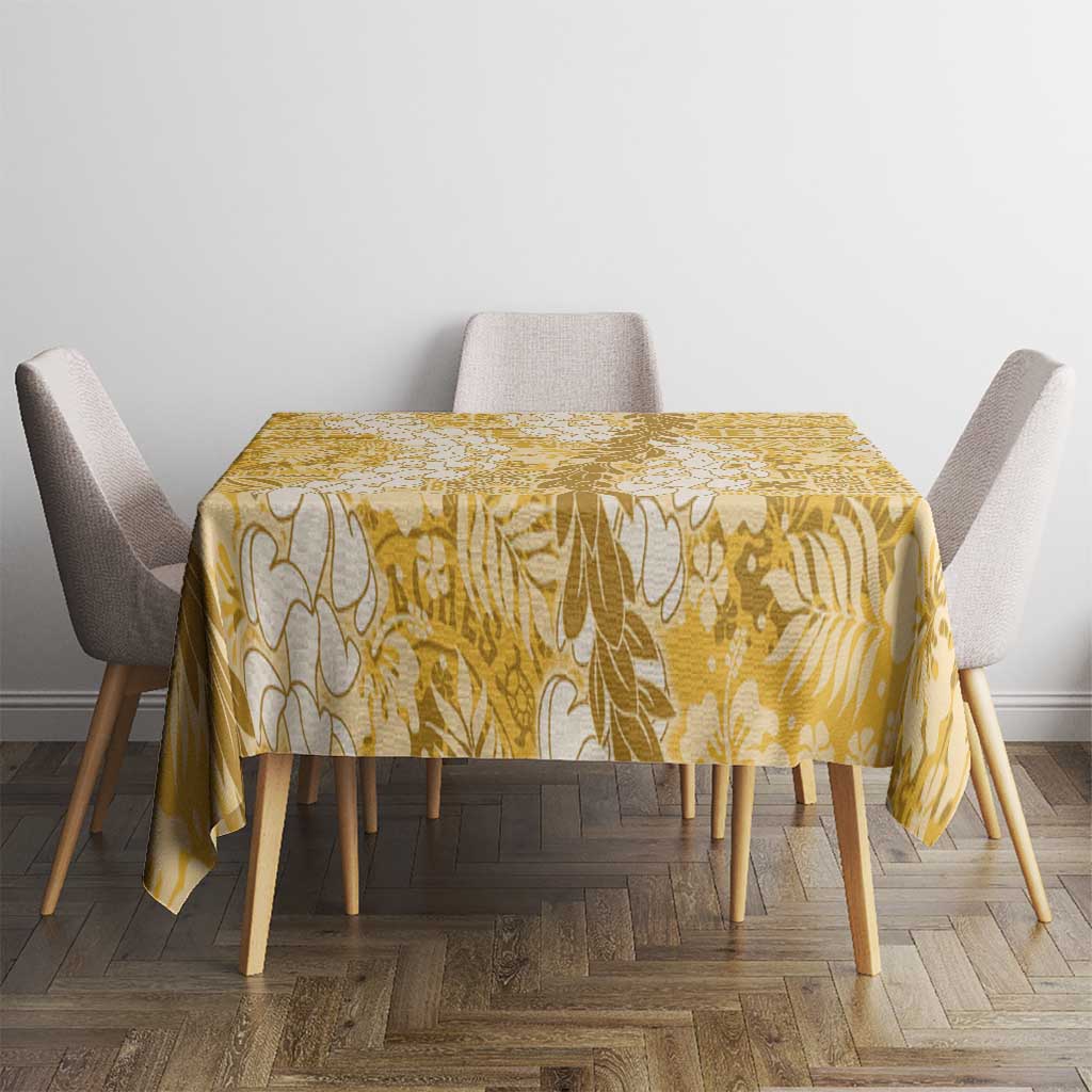 Gold Puakenikeni and Maile Lei Tablecloth Hawaiian Style Tribal Tapa Double Strand Lei LT9 - Polynesian Pride