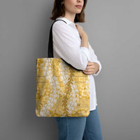 Gold Puakenikeni and Maile Lei Tote Bag Hawaiian Style Tribal Tapa Double Strand Lei LT9 - Polynesian Pride