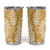 Gold Puakenikeni and Maile Lei Tumbler Cup Hawaiian Style Tribal Tapa Double Strand Lei