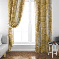 Gold Puakenikeni and Maile Lei Window Curtain Hawaiian Style Tribal Tapa Double Strand Lei LT9 - Polynesian Pride