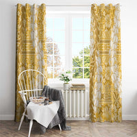 Gold Puakenikeni and Maile Lei Window Curtain Hawaiian Style Tribal Tapa Double Strand Lei LT9 - Polynesian Pride