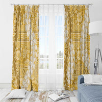 Gold Puakenikeni and Maile Lei Window Curtain Hawaiian Style Tribal Tapa Double Strand Lei LT9 - Polynesian Pride