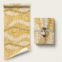 Gold Puakenikeni and Maile Lei Wrapping Paper Hawaiian Style Tribal Tapa Double Strand Lei - Polynesian Pride