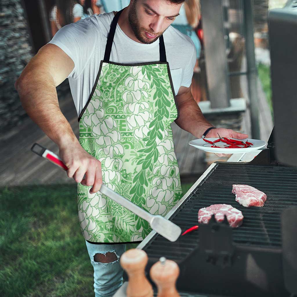 Green Puakenikeni and Maile Lei Apron Hawaiian Style Tribal Tapa Double Strand Lei - Polynesian Pride
