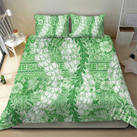 Green Puakenikeni and Maile Lei Bedding Set Hawaiian Style Tribal Tapa Double Strand Lei