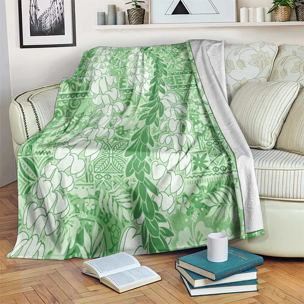 Green Puakenikeni and Maile Lei Blanket Hawaiian Style Tribal Tapa Double Strand Lei