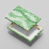Green Puakenikeni and Maile Lei Canvas Wall Art Hawaiian Style Tribal Tapa Double Strand Lei LT9 - Polynesian Pride