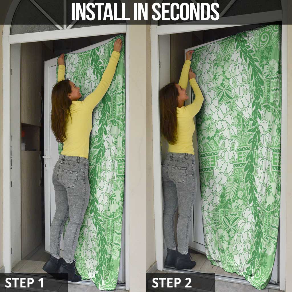 Green Puakenikeni and Maile Lei Door Cover Hawaiian Style Tribal Tapa Double Strand Lei - Polynesian Pride