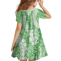 Green Puakenikeni and Maile Lei Family Matching Tank Maxi Dress and Hawaiian Shirt Hawaiian Style Tribal Tapa Double Strand Lei LT9 - Polynesian Pride