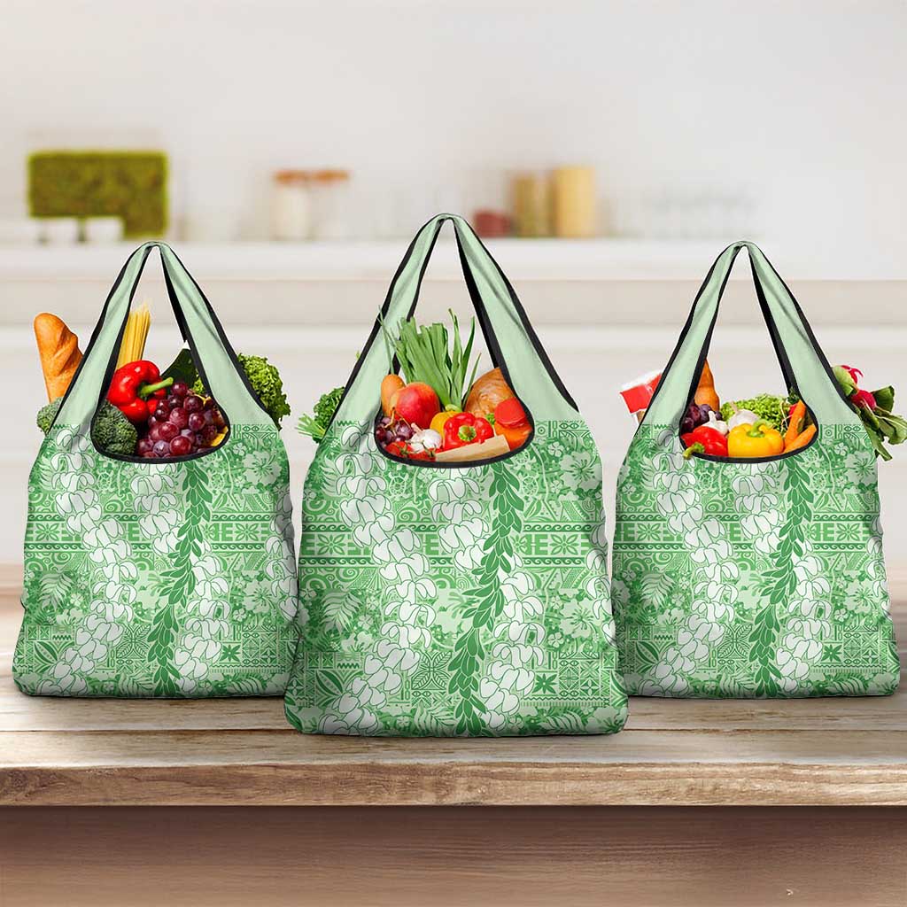 Green Puakenikeni and Maile Lei Grocery Bag Hawaiian Style Tribal Tapa Double Strand Lei LT9 3-pack One Size Green - Polynesian Pride