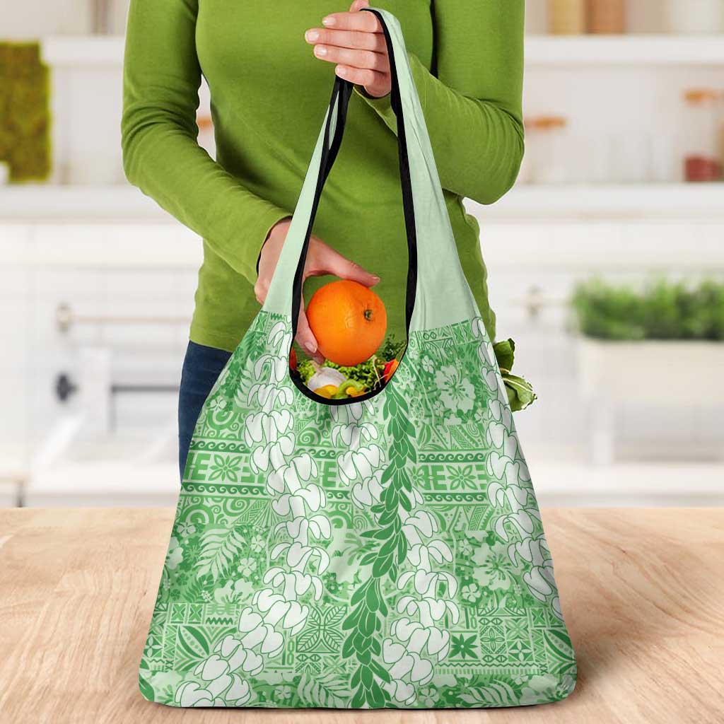 Green Puakenikeni and Maile Lei Grocery Bag Hawaiian Style Tribal Tapa Double Strand Lei LT9 - Polynesian Pride