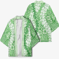 Green Puakenikeni and Maile Lei Kimono Hawaiian Style Tribal Tapa Double Strand Lei - Polynesian Pride
