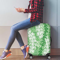 Green Puakenikeni and Maile Lei Luggage Cover Hawaiian Style Tribal Tapa Double Strand Lei