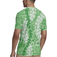 Green Puakenikeni and Maile Lei Rugby Jersey Hawaiian Style Tribal Tapa Double Strand Lei LT9 - Polynesian Pride