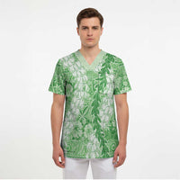 Green Puakenikeni and Maile Lei Scrub Top Hawaiian Style Tribal Tapa Double Strand Lei - Polynesian Pride