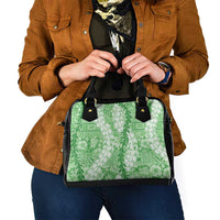 Green Puakenikeni and Maile Lei Shoulder Handbag Hawaiian Style Tribal Tapa Double Strand Lei LT9 - Polynesian Pride