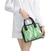 Green Puakenikeni and Maile Lei Shoulder Handbag Hawaiian Style Tribal Tapa Double Strand Lei LT9 - Polynesian Pride