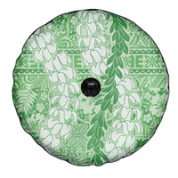 Green Puakenikeni and Maile Lei Spare Tire Cover Hawaiian Style Tribal Tapa Double Strand Lei