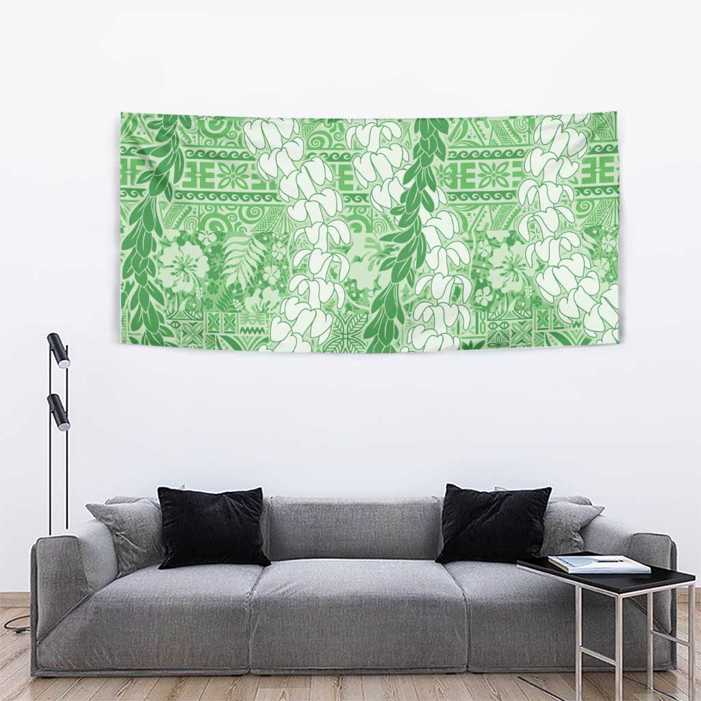 Green Puakenikeni and Maile Lei Tapestry Hawaiian Style Tribal Tapa Double Strand Lei LT9 - Polynesian Pride