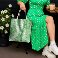 Green Puakenikeni and Maile Lei Tote Bag Hawaiian Style Tribal Tapa Double Strand Lei LT9 - Polynesian Pride