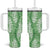 Green Puakenikeni and Maile Lei Tumbler With Handle Hawaiian Style Tribal Tapa Double Strand Lei