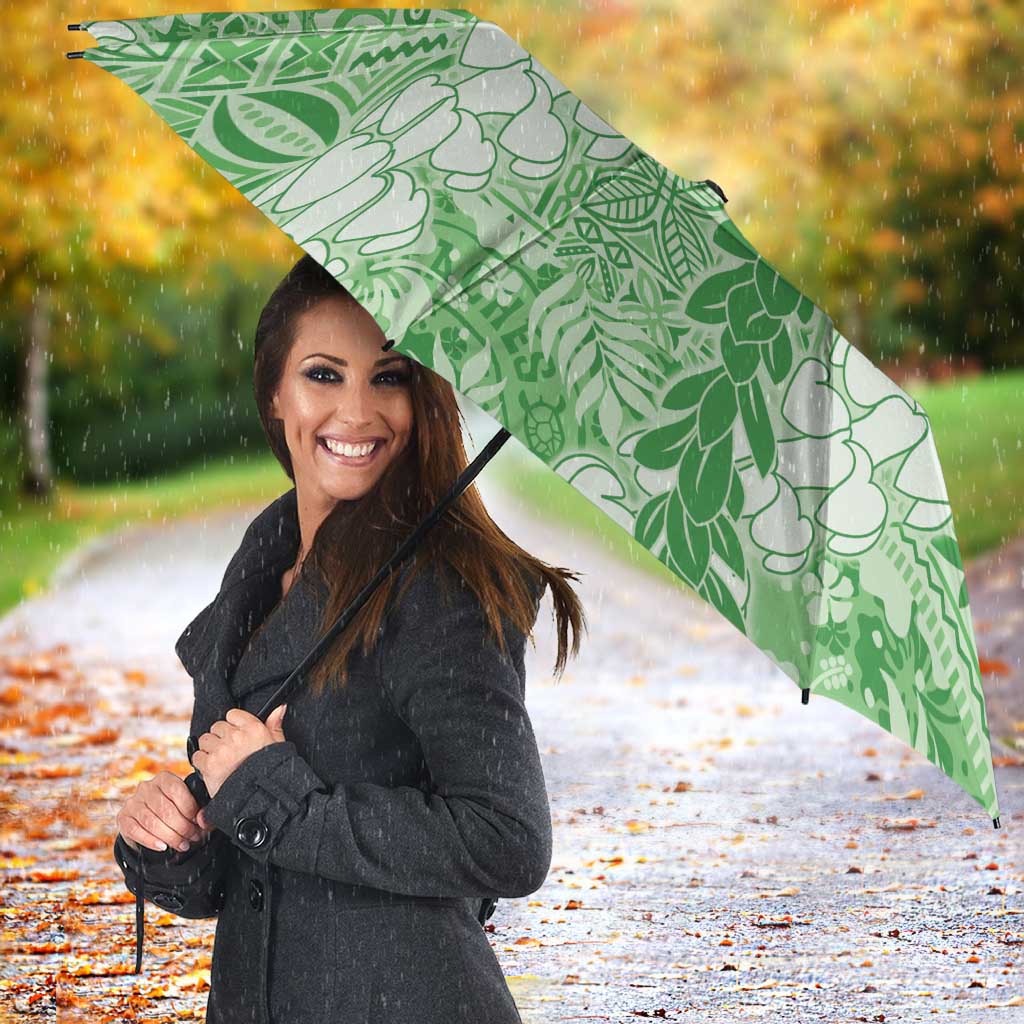 Green Puakenikeni and Maile Lei Umbrella Hawaiian Style Tribal Tapa Double Strand Lei - Polynesian Pride