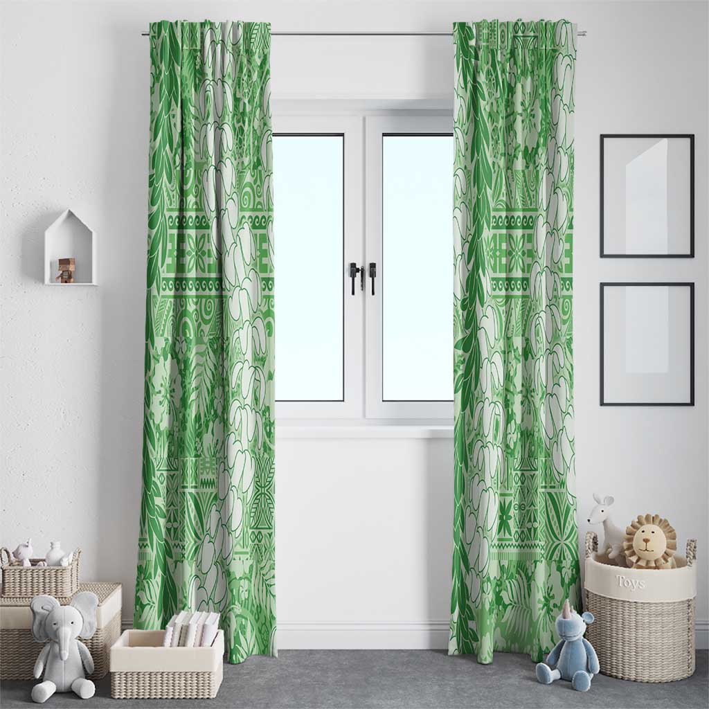 Green Puakenikeni and Maile Lei Window Curtain Hawaiian Style Tribal Tapa Double Strand Lei LT9 - Polynesian Pride