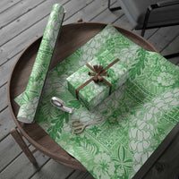Green Puakenikeni and Maile Lei Wrapping Paper Hawaiian Style Tribal Tapa Double Strand Lei - Polynesian Pride