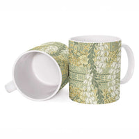 Vintage Puakenikeni and Maile Lei Ceramic Mug Hawaiian Style Tribal Tapa Double Strand Lei - Polynesian Pride