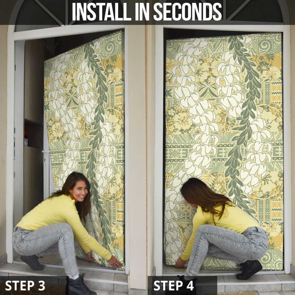 Vintage Puakenikeni and Maile Lei Door Cover Hawaiian Style Tribal Tapa Double Strand Lei - Polynesian Pride