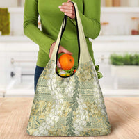 Vintage Puakenikeni and Maile Lei Grocery Bag Hawaiian Style Tribal Tapa Double Strand Lei