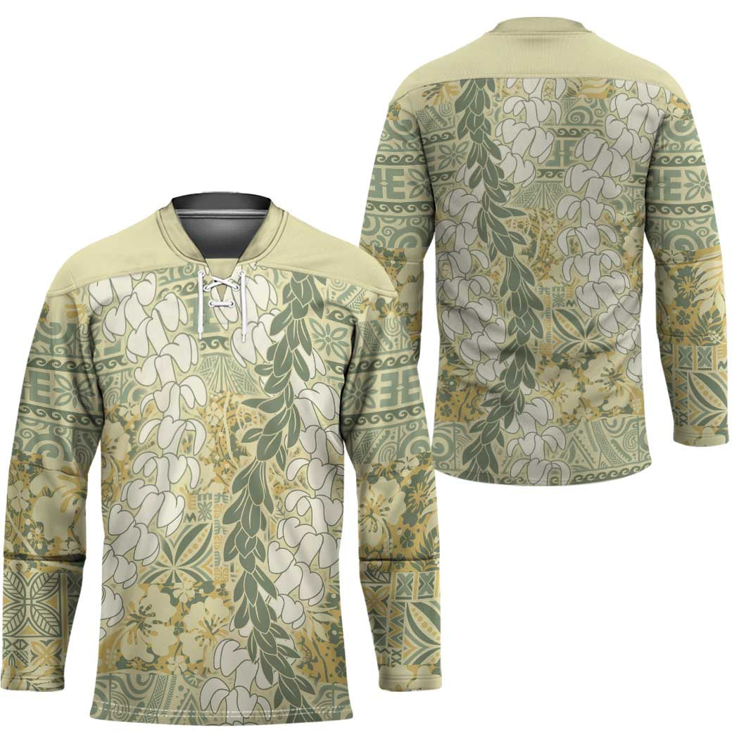 Vintage Puakenikeni and Maile Lei Hockey Jersey Hawaiian Style Tribal Tapa Double Strand Lei - Polynesian Pride