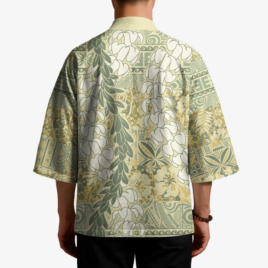 Vintage Puakenikeni and Maile Lei Kimono Hawaiian Style Tribal Tapa Double Strand Lei - Polynesian Pride