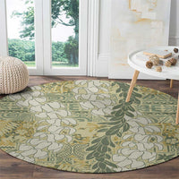 Vintage Puakenikeni and Maile Lei Round Carpet Hawaiian Style Tribal Tapa Double Strand Lei