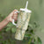 Vintage Puakenikeni and Maile Lei Tumbler With Handle Hawaiian Style Tribal Tapa Double Strand Lei