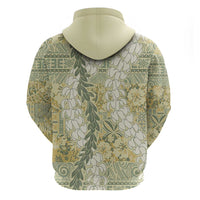 Vintage Puakenikeni and Maile Lei Zip Hoodie Hawaiian Style Tribal Tapa Double Strand Lei
