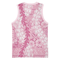 Pink Puakenikeni and Maile Lei Basketball Jersey Hawaiian Style Tribal Tapa Double Strand Lei - Polynesian Pride