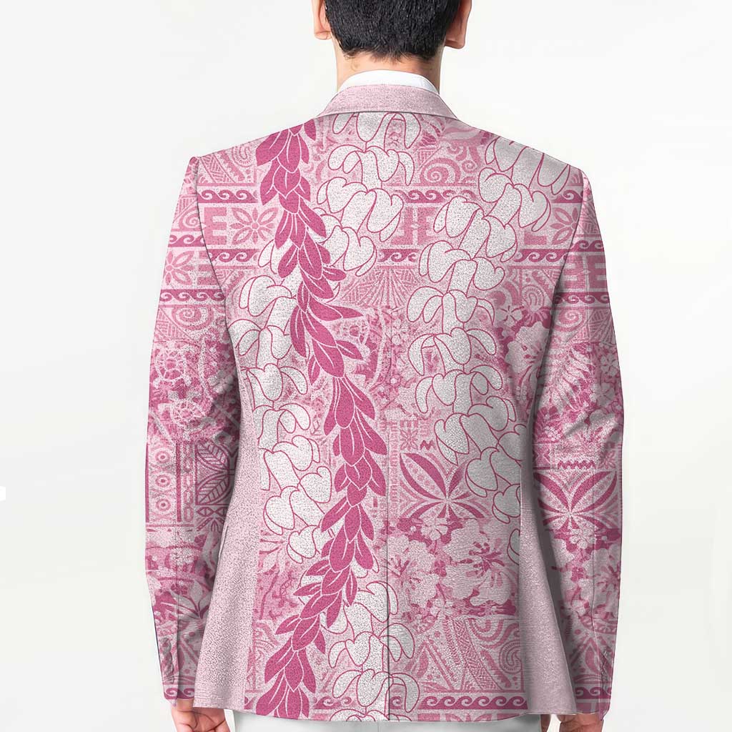 Pink Puakenikeni and Maile Lei Blazer Hawaiian Style Tribal Tapa Double Strand Lei LT9 - Polynesian Pride