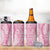 Pink Puakenikeni and Maile Lei 4 in 1 Can Cooler Tumbler Hawaiian Style Tribal Tapa Double Strand Lei