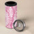 Pink Puakenikeni and Maile Lei 4 in 1 Can Cooler Tumbler Hawaiian Style Tribal Tapa Double Strand Lei