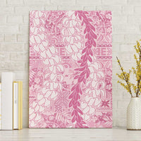 Pink Puakenikeni and Maile Lei Canvas Wall Art Hawaiian Style Tribal Tapa Double Strand Lei