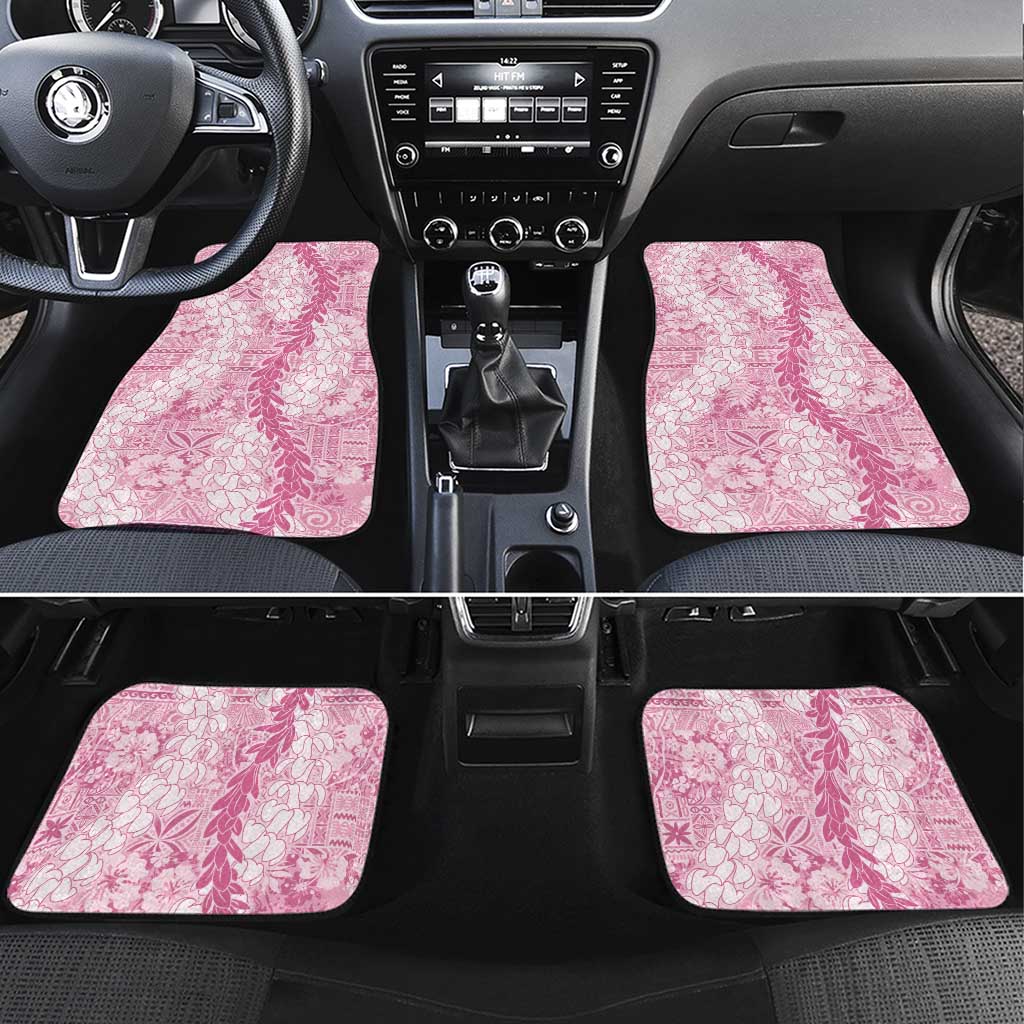 Pink Puakenikeni and Maile Lei Car Mats Hawaiian Style Tribal Tapa Double Strand Lei