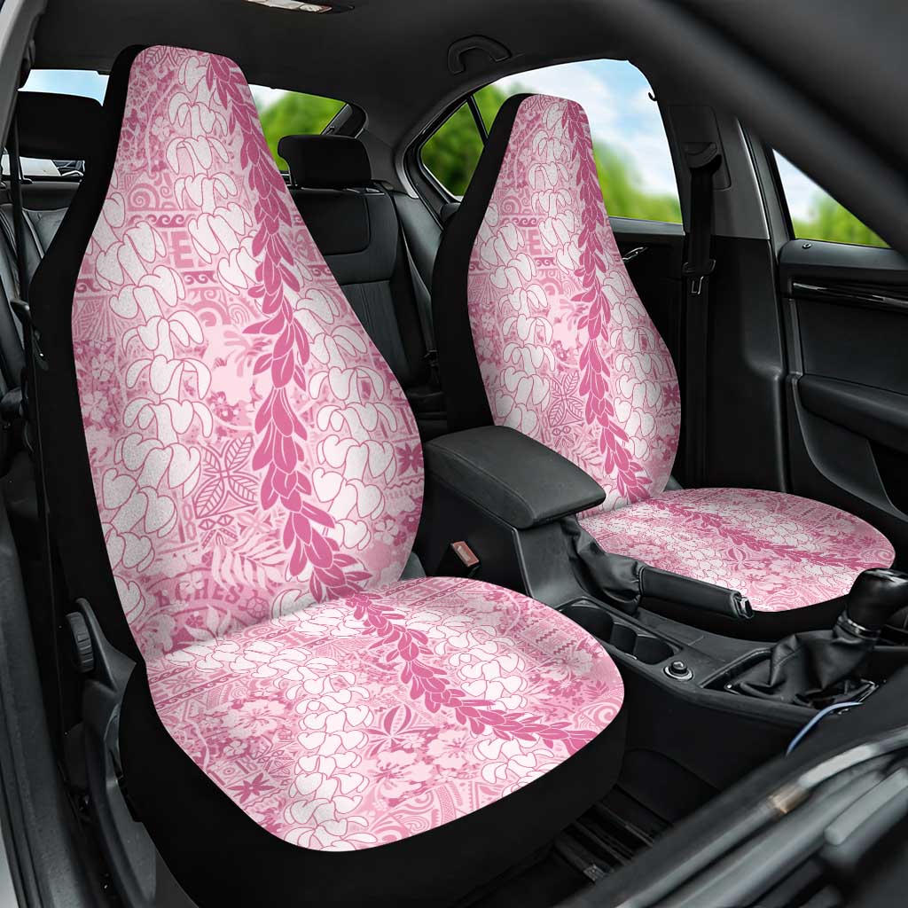 Pink Puakenikeni and Maile Lei Car Seat Cover Hawaiian Style Tribal Tapa Double Strand Lei